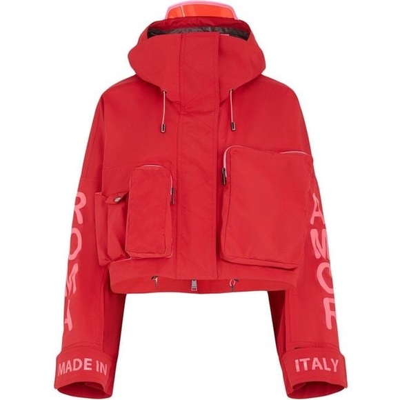 Like new FENDI Roma Amor Short Hooded Parka In Red $1,980 38 XS - Picture 4 of 15